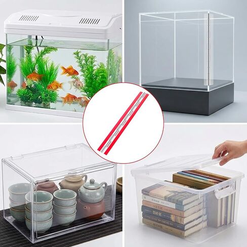 4 Pcs Acrylic Hinge Set, 300 mm Self-Adhesive Continuous Piano Hinge 12" Transparent Plastic Hinges for Aquarium Lid Box Cabinet Drawer Furniture DIY Display Stand in Saudi Arabia