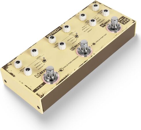 دواسة جيتار STRICH TV-G Triple Vibe 3 في 1 متعددة التأثيرات، 9 Overdrive 3 Reverb 3 Delay، عتيق، TAP Tempo Reverb Freeze، دواسة تأثيرات الجيتار المحمولة لتقليل الضوضاء in Kuwait