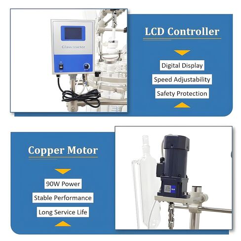 10L Jacketed Glass Reactor 110V, Double-Layer High Borosilicate Glass Teaching Reaction Vessel with Digital Display & PTFE Sealing, for Lab Chemical Synthesis, Distillation and Reaction in Kuwait