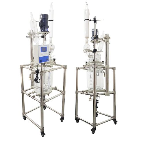 10L Jacketed Glass Reactor 110V, Double-Layer High Borosilicate Glass Teaching Reaction Vessel with Digital Display & PTFE Sealing, for Lab Chemical Synthesis, Distillation and Reaction in Kuwait