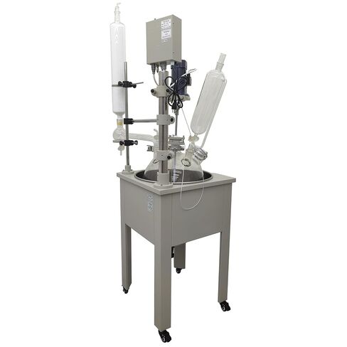 Single Layer Glass Reactor, 30L 110V Chemical Reaction Vessel, Digital Display Stirring Speed/Temperature, Stainless Steel Bath & Frame, Lab Reaction Kettle for Distillation Synthesis Mixing in Kuwait