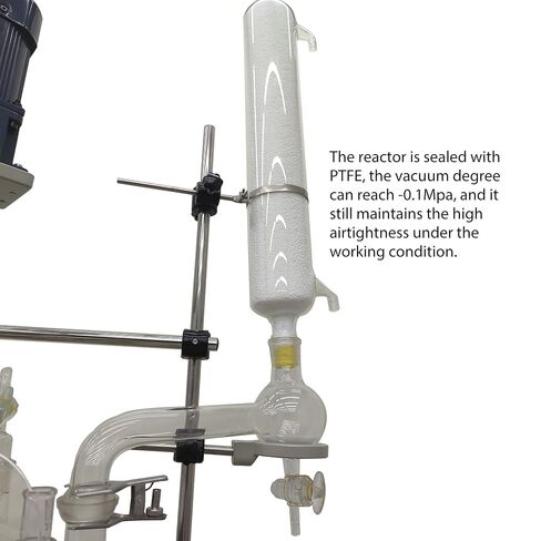 Single Layer Glass Reactor, 30L 110V Chemical Reaction Vessel, Digital Display Stirring Speed/Temperature, Stainless Steel Bath & Frame, Lab Reaction Kettle for Distillation Synthesis Mixing in Kuwait