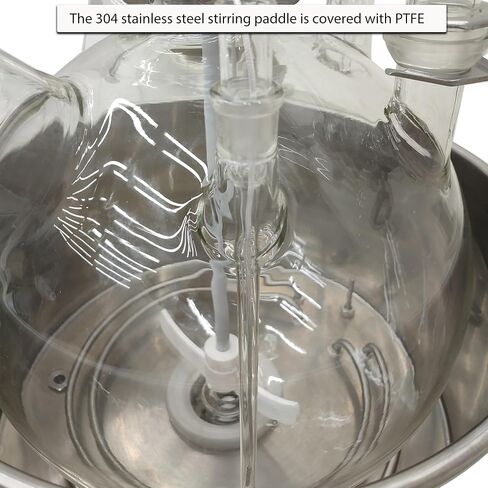 Single Layer Glass Reactor, 30L 110V Chemical Reaction Vessel, Digital Display Stirring Speed/Temperature, Stainless Steel Bath & Frame, Lab Reaction Kettle for Distillation Synthesis Mixing in Kuwait