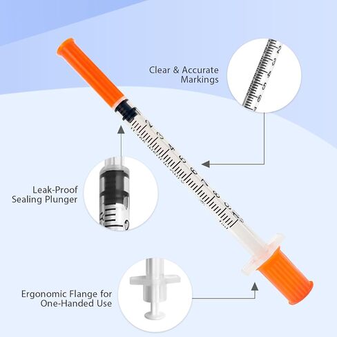 1 ML/CC 31G 5/16" (8mm), U-100 Individual Wrapped, 30 Pack | Clear Graduation Marks, Smooth Plunger, Lab & Industrial Liquid Transfer in Kuwait