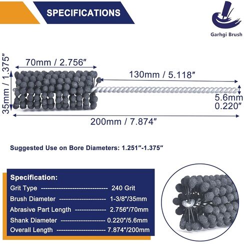 Garhgi 1-3/8"(35mm) Cylinder Hone Brush Tool, 240 Grit Silicon Carbide Balls for Automotive Motorcycle Brake Cylinder Piston Rings Fittings Portings Valve Guides Restoration Deglazing Cleaning in Kuwait