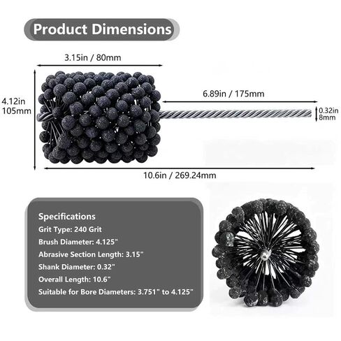 Silicon Carbide Cylinder Honing Ball Hone Brush, 4.125" Diameter, 240 Grit, for Engine and Brake Cylinders, 304 Stainless Steel Wire Cylinder Honing Ball Brushes Included in Saudi Arabia
