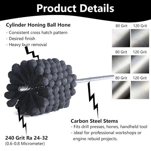 Silicon Carbide Cylinder Honing Ball Hone Brush, 4.125" Diameter, 240 Grit, for Engine and Brake Cylinders, 304 Stainless Steel Wire Cylinder Honing Ball Brushes Included in Saudi Arabia