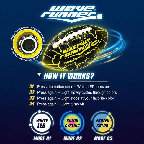كرة القدم Wave Runner LED Pro المضيئة، كرة قدم تتوهج في الظلام مع أضواء LED ساطعة، كرة قدم بمقبض من السيليكون للعب في الهواء الطلق، الشاطئ، الفناء الخلفي، التخييم، الحفلات والهدايا، لون عشوائي in Kuwait