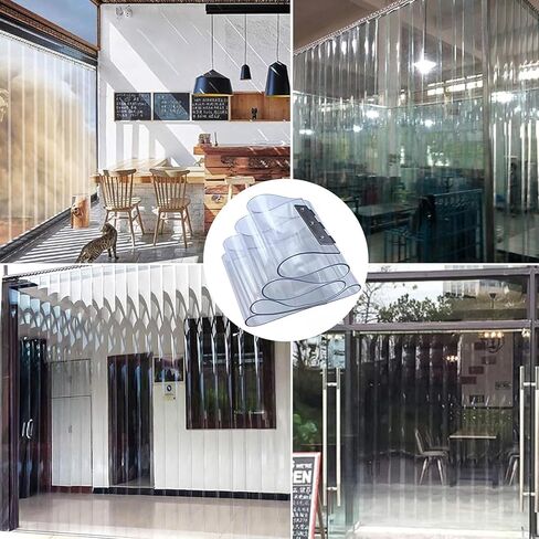 Customizable 2.5mm PVC Strip Curtains for Insulation | Transparent Vinyl Door Curtains for Homes, Warehouses & Shops | Durable & Easy Install (1.5x2.5m),Clear,1.5x2.5m in Kuwait