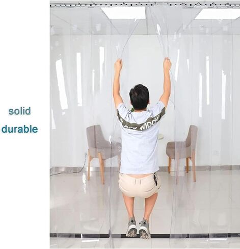 Customizable 2.5mm PVC Strip Curtains for Insulation | Transparent Vinyl Door Curtains for Homes, Warehouses & Shops | Durable & Easy Install (1.5x2.5m),Clear,1.5x2.5m in Kuwait