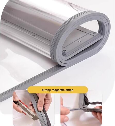 Transparent PVC Magnetic Strip Curtains - Easy Clean Insulation Blinds for Garages, Kitchens, Porches - 45x200cm Vinyl Privacy Solution,Clear,45x200cm in Kuwait