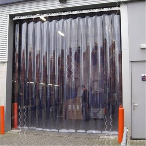 PVC Strip Curtain 2mm Thick with Hanging Rail & Hardware - Vinyl Privacy Curtain for Cold Rooms, Catering, and Food Service - Size 1.35x2.5m (53.14x98.43in),Clear,1.35x2.5m(53.14x98.43in) in Kuwait