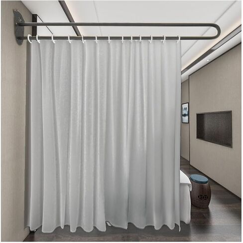 Metal Support Single Wall Mounted Curtains,Privacy Partition Curtains with U-Shaped Rod,for Fitting Room Beauty Salon Bedroom(Color3,2.3m) in Kuwait