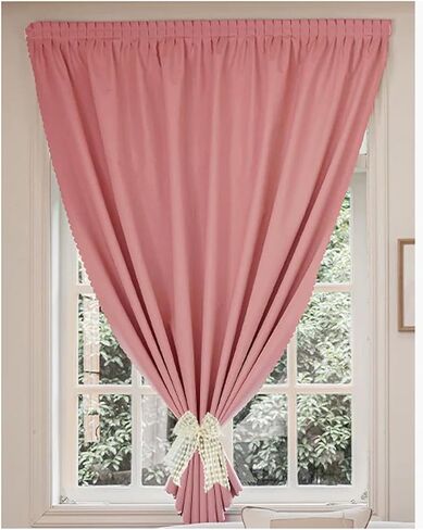 Temporary Window Curtain for Bedroom Bathroom Dorm, Blackout Door Privacy Cover Self-Adhesive, Dustproof, Washable, Removable (WxH-35.4x39.3inch,Pink) in Kuwait