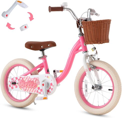 دراجة RoyalBaby Girls Bike Belle EZ للأطفال، دراجة التوازن والدواسة، عجلة 14 16 18 بوصة للأعمار من 3 إلى 8 سنوات من الأطفال الصغار إلى الأطفال الكبار، وردي وأرجواني in Kuwait