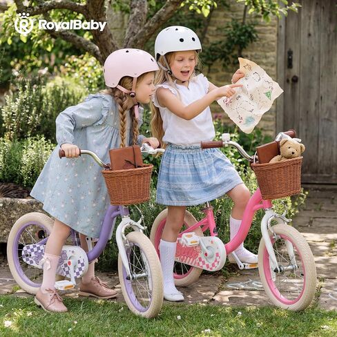 دراجة RoyalBaby Girls Bike Belle EZ للأطفال، دراجة التوازن والدواسة، عجلة 14 16 18 بوصة للأعمار من 3 إلى 8 سنوات من الأطفال الصغار إلى الأطفال الكبار، وردي وأرجواني in Kuwait