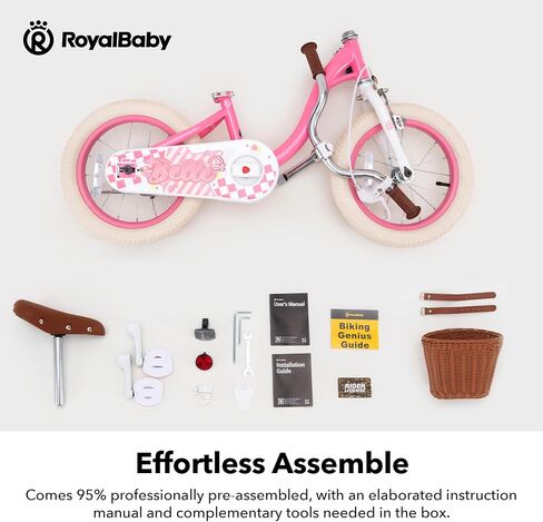 دراجة RoyalBaby Girls Bike Belle EZ للأطفال، دراجة التوازن والدواسة، عجلة 14 16 18 بوصة للأعمار من 3 إلى 8 سنوات من الأطفال الصغار إلى الأطفال الكبار، وردي وأرجواني in Kuwait