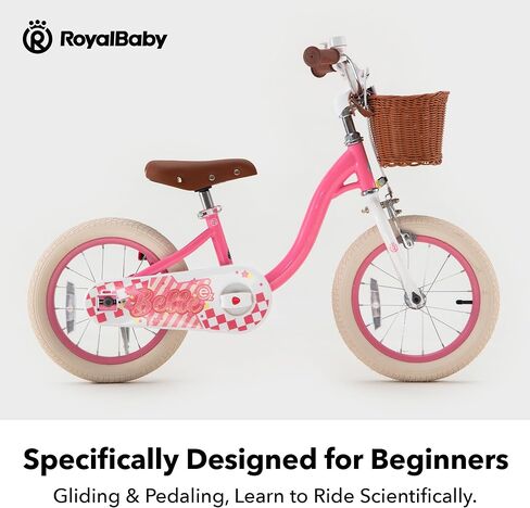 دراجة RoyalBaby Girls Bike Belle EZ للأطفال، دراجة التوازن والدواسة، عجلة 14 16 18 بوصة للأعمار من 3 إلى 8 سنوات من الأطفال الصغار إلى الأطفال الكبار، وردي وأرجواني in Kuwait