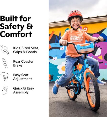 Schwinn Koen 16-Inch Bike for Kids Ages 5-7, Built for Safety and Comfort, Quick Assembly, Beginner Training Wheel Bicycle in Kuwait