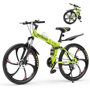 26" Foldable MTB – 21-Speed Full Suspension, High-Carbon Steel Frame, Dual Disc Brakes & Quick-Release Tires – Adults & Teens (Multiple Colors) in Kuwait