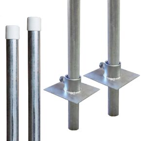 Multinautic 8' Galvanized Steel Dock Posts + 6"×6" HDG Base Plates & PVC Caps Complete Stationary Dock Post Kit, Set of 2 (1-11/16" O.D.) in Kuwait