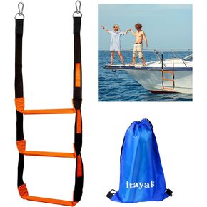Boat Rope Ladder, 3 Step Heavy Duty 440lbs Strength Climbing Marine Rope Ladder with Reinforced Steps, Perfect for Inflatable Boat, Kayak, Motorboat, Canoeing in Kuwait