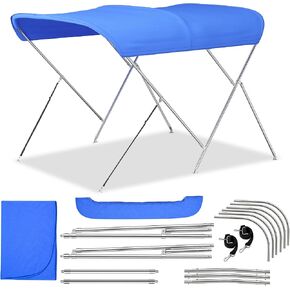 3 Bow Bimini Tops for Boats with Heavy Duty 304 Stainless Steel Frame & Hardware, 600D Oxford Boat Canopy Includes 2 Straps & 2 Rear Support Poles, Storage Boot, Durability & Stability in Kuwait