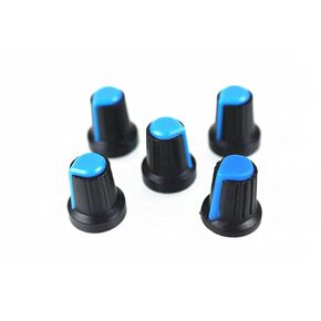 10 Pcs 15-17mm Shaft Hole Dia Threaded Knurled Potentiometer Blue Knobs Caps in Saudi Arabia