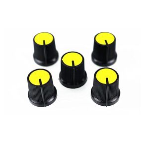 10 Pcs 6mm Shaft Hole Dia Threaded Knurled Potentiometer Yellow Knobs Caps in Kuwait