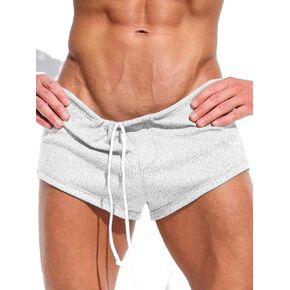 Mens Cropped Running Shorts 3 Inch Drawstring Wasit Gym Workout Wear Solid Slim Underpant Low Rise Casaul Sleep Wear in Kuwait