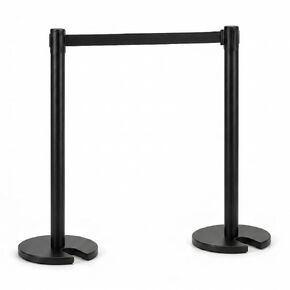 ESTROSO Matte Black Retractable Belt Stanchions, 2 Pack - 6.2ft Belt & Heavy 15lb Steel Base Crowd Control Barriers, Space-Saving Stackable Design for Hotels, Retail & Events in Kuwait