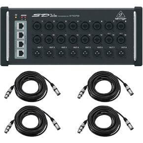 Behringer SD16 I/O Stage Box with 16x Remote-Controllable MIDAS Preamps, Bundle with 4x 25' Value Series XLR M to F Microphone Cable in Saudi Arabia