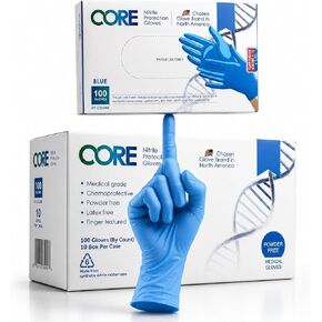 CoreGloves Nitrile Exam Gloves Disposable Latex Free Powder Free, Blue Medical Gloves, Box 100, Case 1000, Dental, Nursing in Saudi Arabia