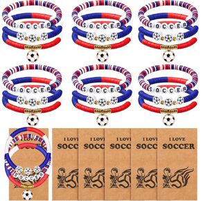 18PCS Soccer Fan Bracelets for Women Men, Heishi Clay Beaded Stretch Stackable Bracelets, Hypoallergenic Game Day Jewelry, Friendship Gifts in Saudi Arabia