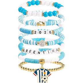 2026 Soccer Fan Gear Bracelet Set For Women Souvenirs, National Flag & Soccer Charms Heishi Bead Jewelry Outfits Clothes Styling Accessories For Party Gifts in Saudi Arabia