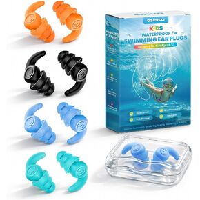 Kids Swimming Ear Plugs, 4 Pairs Waterproof Silicone Reusable Earplugs, Ear Protection for Showering Swimming Bathing Surfing for Children 4-12 Years Old in Kuwait