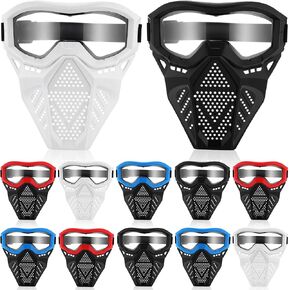Foilswirl 12 Pack Tactical Mask with Safety Goggles to Protect Eyes, Full Mask Eye Protection Shooting Game Party Supplies in Kuwait
