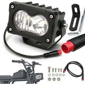 مصباح أمامي Julet Baja Style eBike ذو 2 دبوس لدراجات Rad Power Style 10V-80V 30W من الألومنيوم بالكامل IP68 مصباح أمامي مقاوم للماء متوافق مع حامل مزدوج - تحقق من الموصل قبل الشراء. in Kuwait