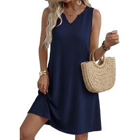 QACOHU Women's Summer Sleeveless V Neck Mini Dress with Pockets Casual Sundress Beach Dresses for Women 2025 in Kuwait