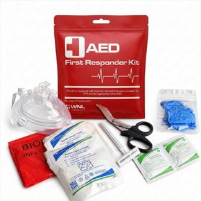 WNL Products FAK5000AED AED First Responder Kit - CPR Rescue Mask with One-Way Valve, Shears, Prep Razor, Gauze Pads, Gloves, Cleansing Wipes and Disposal Bag | Kit to prep a patient for CPR and AED use, latex-free, compact grab-and-go pouch, heavy duty s in Kuwait