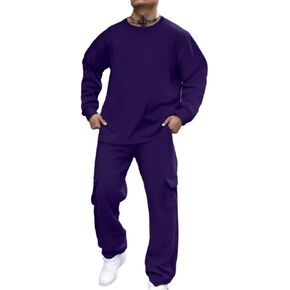 Men Sweatsuits Sets Solid Color Sweat Suits 2 Piece Set Sweatsuit Zip/Pullover Hoodie Sweatpants Set Jogging Track Suits in Kuwait