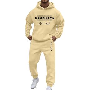 Brooklyn Men's Sweatsuits Graphic 2 Piece Outfits Baggy Travel Vacation Clothes Casual Hoodie Jogging Tracksuits Sets in Kuwait