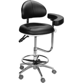 Ergonomic Adjustable Dental Stool Swivel Rolling Medical Chair with Rotatable Armrest and Back Support Height Adjustable Comfort Dentist Stool for Clinic Dental Office and Lab(Black) in Saudi Arabia