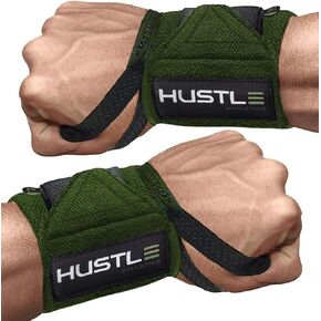 أغطية معصم Hustle Athletics لرفع الأثقال، أشرطة دعم معصم مقاس 18 بوصة معتمدة من USPA لضغط مقاعد البدلاء، القرفصاء والضغط العلوي، أغطية رياضية شديدة التحمل للرجال والنساء in Kuwait