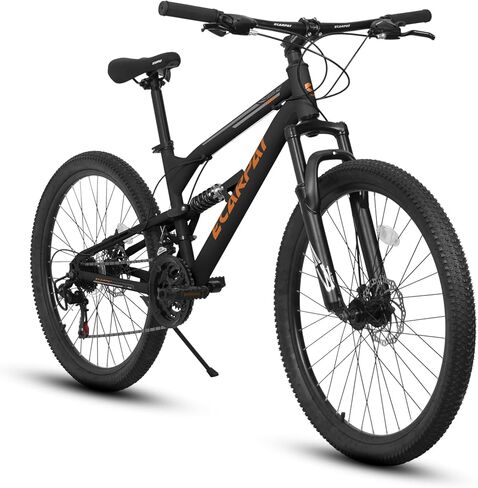 Ecarpat 24/26 Inch Mountain Bike, Full Suspension Mens Women Mountain Bike with 21 Speeds High-Carbon Steel Frame and Disc Brakes, Adult Sport Bicycle for Trail Snow Commuter City Road in Kuwait
