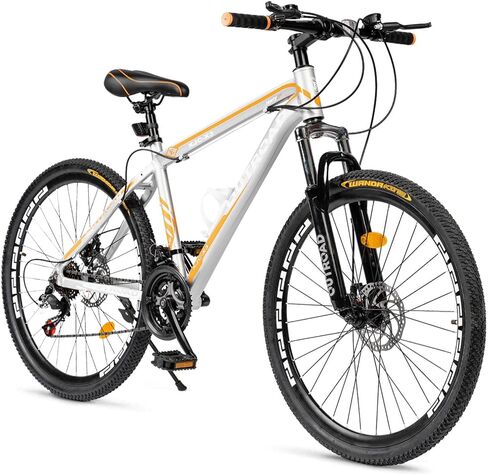 Hardtail Mountian Bikes with 7/21 Speeds Drivetrain, 26 Inch Wheel Mountian Bicycles with Front Suspension, Widened Frame Commuting Bikes with V/Dual Disc Brake in Kuwait