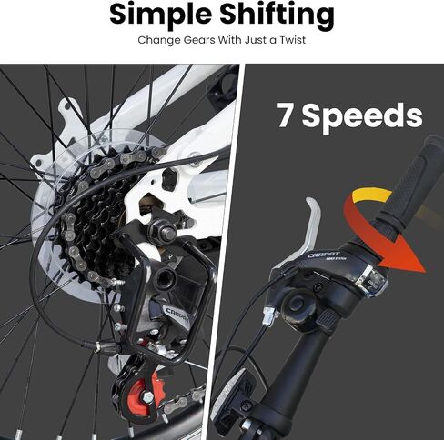 20 Inch Mountain Bike, 7-Speed Adult Dual-Suspension Mountain Bicycle with Sturdy Steel Frame, Excellent Twist Shifting, Dual Handbrake & Adjustable Seat for Men Women in Kuwait
