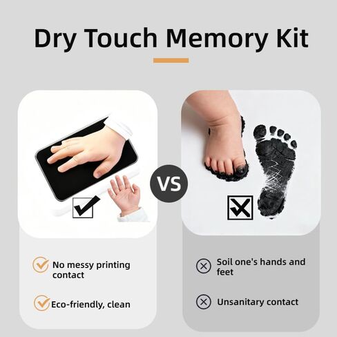 15-Set Inkless Memory Kit for Hand & Foot Prints, Pet Paw Impressions – Clean Touch Ink Pad with Keepsake Cards,Reusable Hand and Foot Print Pad,Newborn & Pet Gift (Black) in Kuwait