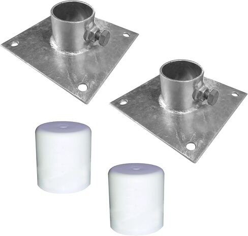 Multinautic 8' Galvanized Steel Dock Posts + 6"×6" HDG Base Plates & PVC Caps Complete Stationary Dock Post Kit, Set of 2 (1-11/16" O.D.) in Kuwait
