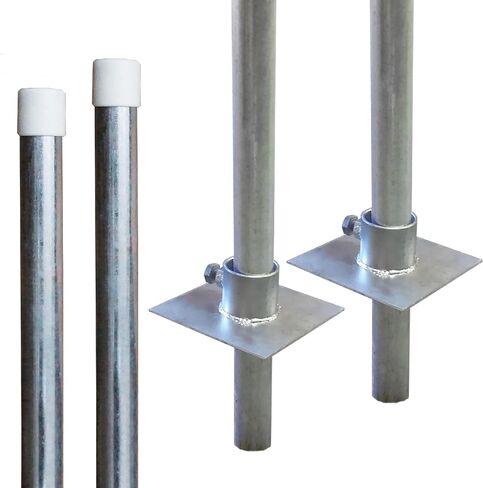 Multinautic 6' Galvanized Steel Dock Posts + 6"×6" HDG Base Plates & PVC Caps Complete Stationary Dock Post Kit, Set of 2 (1-11/16" O.D.) in Kuwait
